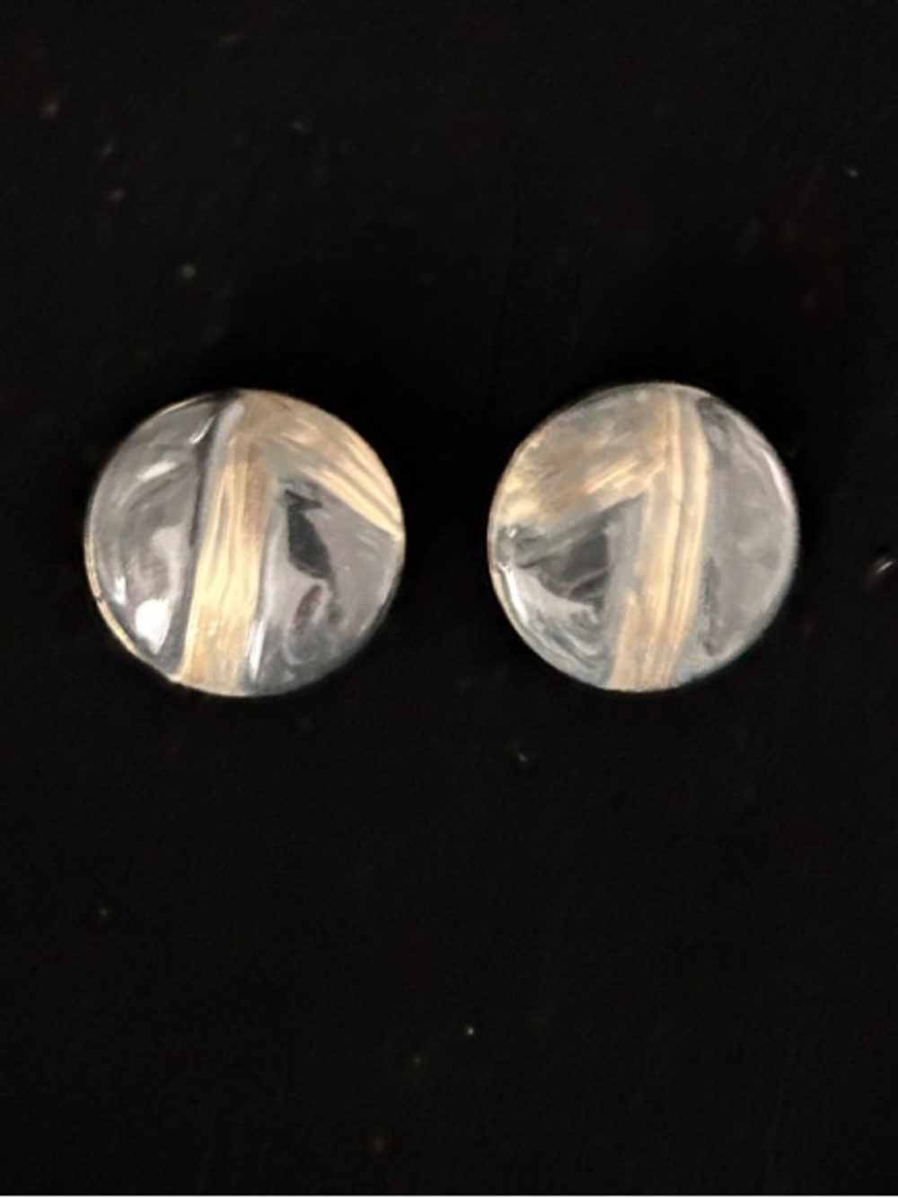 Vintage Gold Tone Round Stud Enamel Earrings With New Hypo-Allergenic Baking IGC